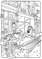 A coloring page of wallace and gromit